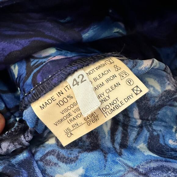 Benellon Womens Midi Pencil Skirt Made in Italy size 42 Floral Blue Rose - Picture 8 of 9